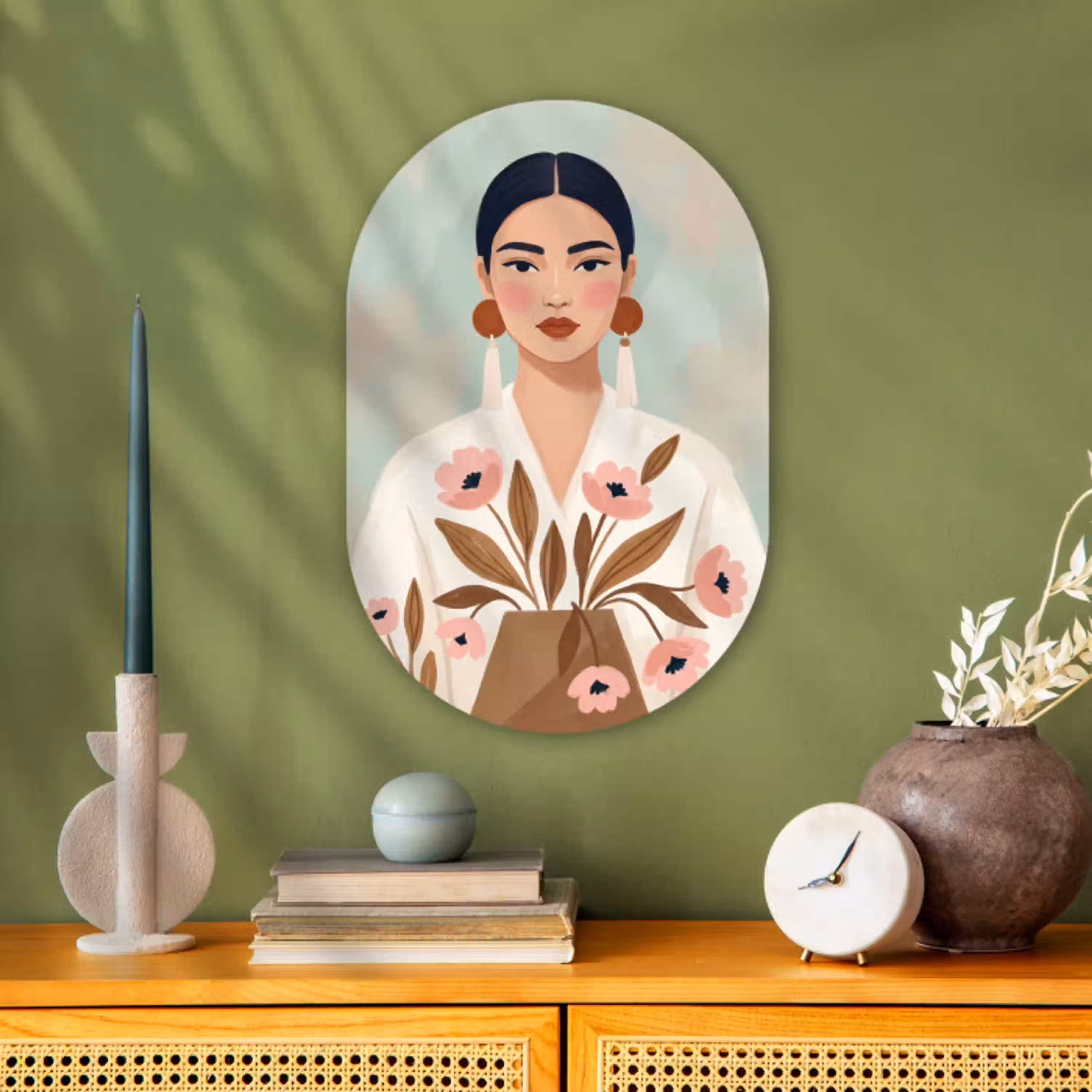 Vrouw - Kimono - Pastel Wandcirkel Ovaal Forex klein -sfeer2
