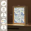 Vlinders - Bloemen - Blauw - Botanisch Light Box met kabel (Tafellamp) klein 925 -USP_NL