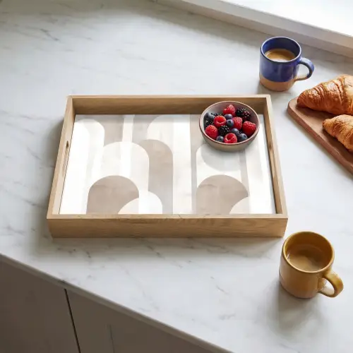 Abstracte bogen - Modern - Beige Dienblad Rechthoek middel -sfeer2