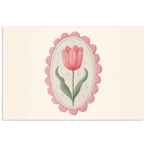 Tulp - Lijst - Ovaal - Illustratie poster papier klein -3d