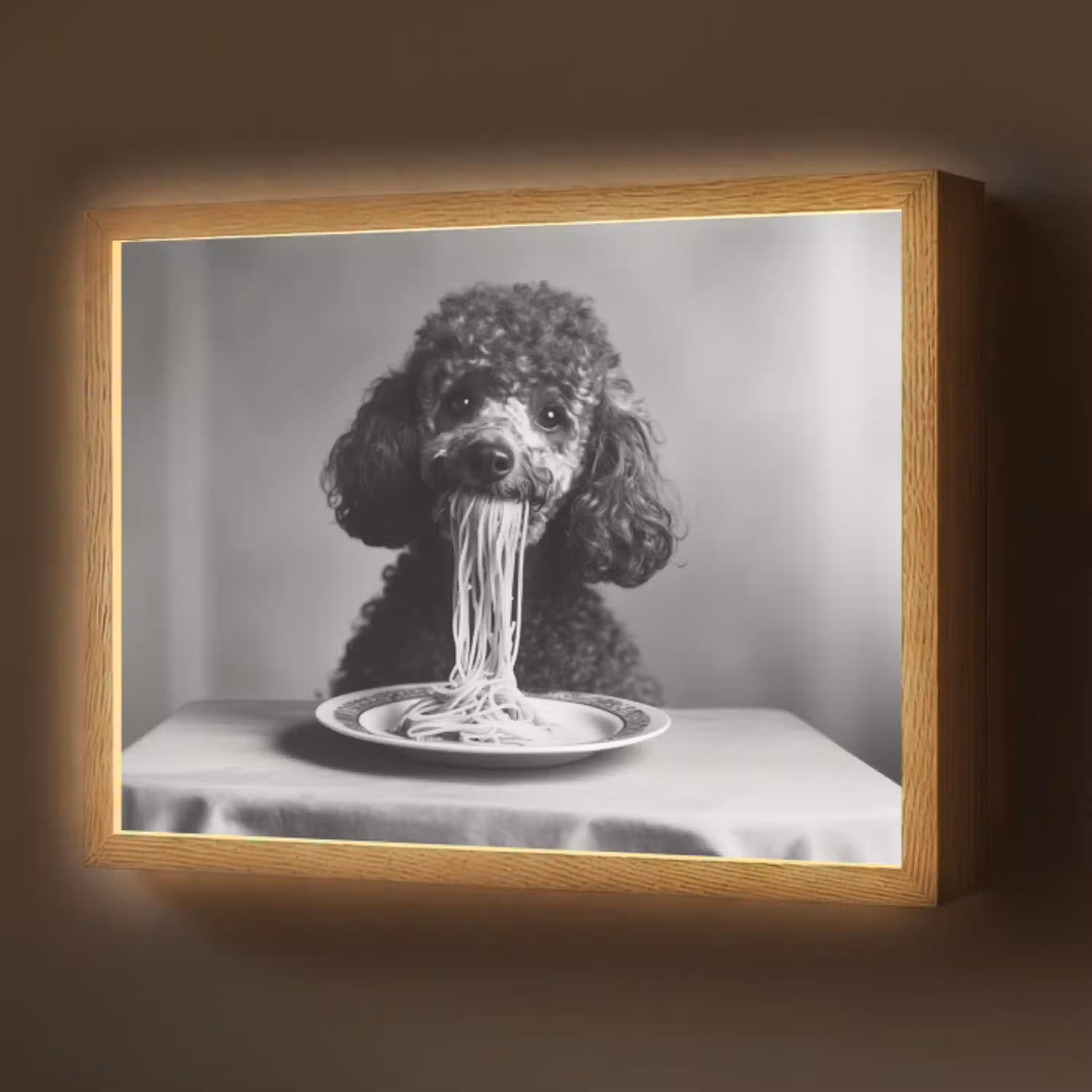 Poedel - Hond - Zwart - Wit - Schattig - Pasta Light Box met batterij (Wandlamp) middel -z3d_website