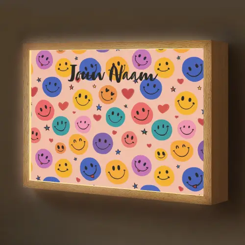Smileys - Kleurrijk - Hartjes Light Box met batterij (Wandlamp kind) middel -z3d_website