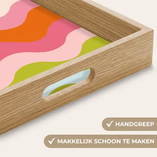 Banen - Golven - Kleurrijk - Verticaal Dienblad Rechthoek middel -USP_HandgreepNL
