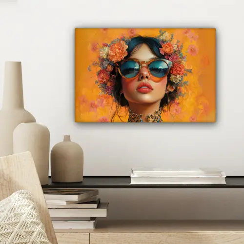 Vrouw - Bloemen - Aesthetic - Oranje canvas 2cm klein -sfeer6