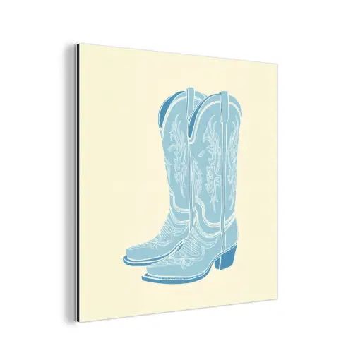 Illustratie - Cowboylaarzen - Patroon aluminium wit klein -3d