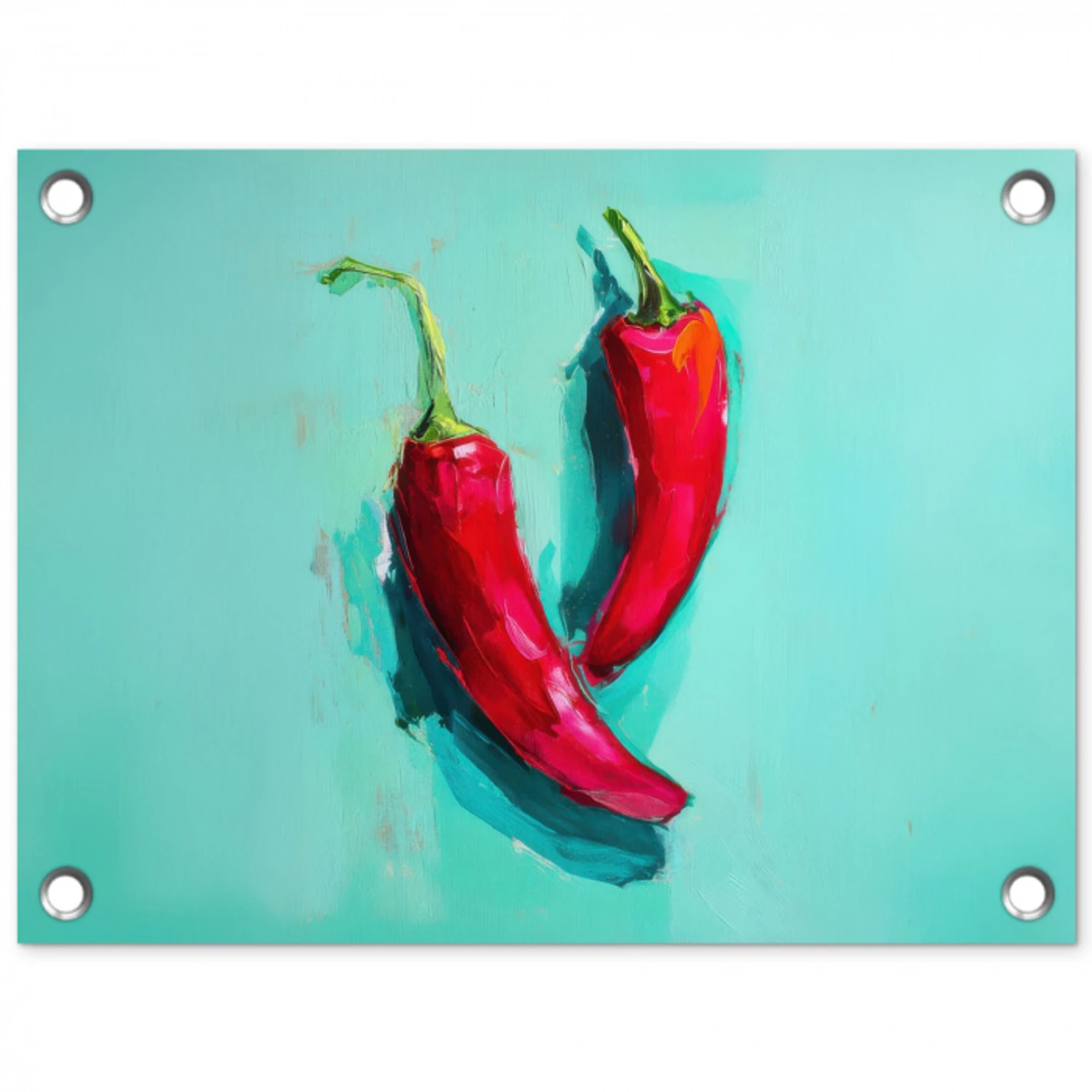 Chilipepers - Geverfd - Rood tuinposter los doek klein -3d