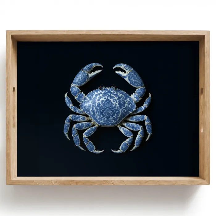Krab - Delfts blauw - Dieren Dienblad Rechthoek middel -z3d_shopping