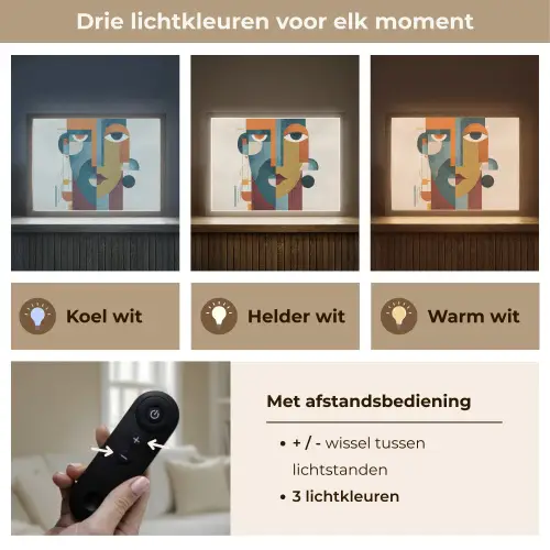 Geometrisch - Strakke vormen - Kleurrijk Light Box met batterij (Wandlamp) middel -USP_lichtkleurNL