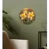 Bloemen - Geel - Wazig Wandcirkel behangsticker klein -sfeer2