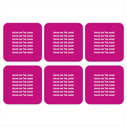 Focus on the good - Roze - wit onderzetter kurk middel -3d