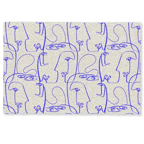 Gezicht - Blauw - Lijnen - Beige Deurmat klein 898 -zkaufland3d