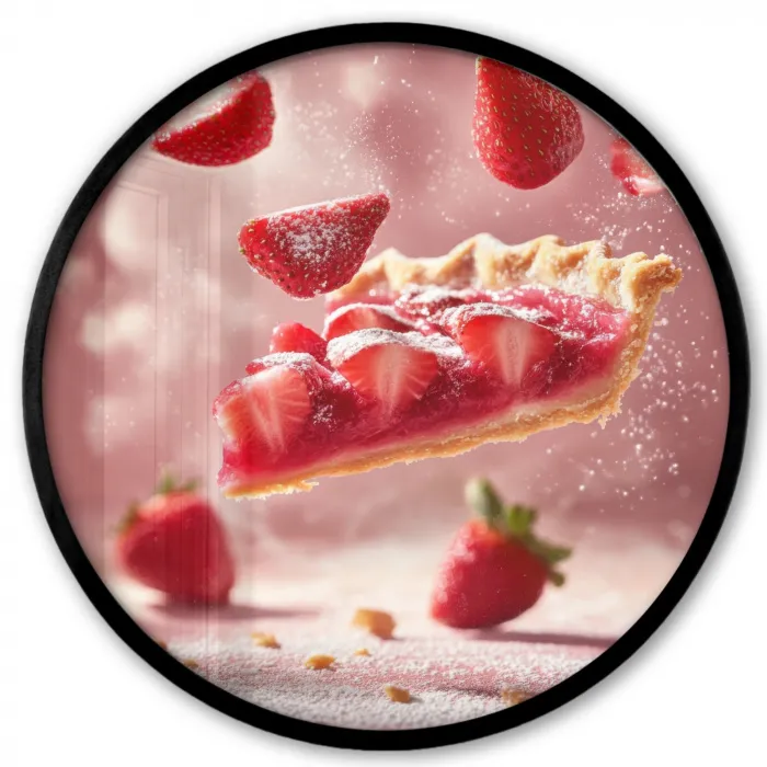 Aardbei - Taart- Eten - Roze Fotolijst rond zonder passe partout klein -3d
