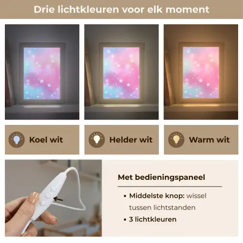 Sterren - Roze - Blauw Light Box met kabel klein -USP_lichtkleurNL