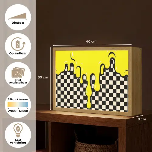 Geblokt - Grafisch - Vloeistof - Geel Light Box met batterij (Wandlamp) middel -USP_websiteoverzichtNL