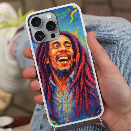 Regenboogkleuren - Man - schilderij Hoesje iPhone 16 Pro Max met koord klein -sfeer3