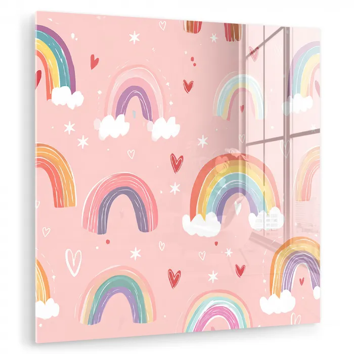 Regenboog - Patroon - Pastel - Handgetekend plexiglas 5mm klein -zzzproduct_nieuw