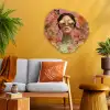 Vrouw - Bril - Roze - Bloemen Wandcirkel Organisch Aluminium middel -sfeer4
