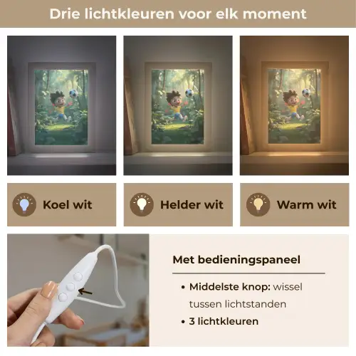 Jongen - Voetbal - Bos Light Box met kabel klein -USP_lichtkleurNL