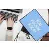 Blauw - Wit - You fuckin rock laptophoes neopreen klein -bureau