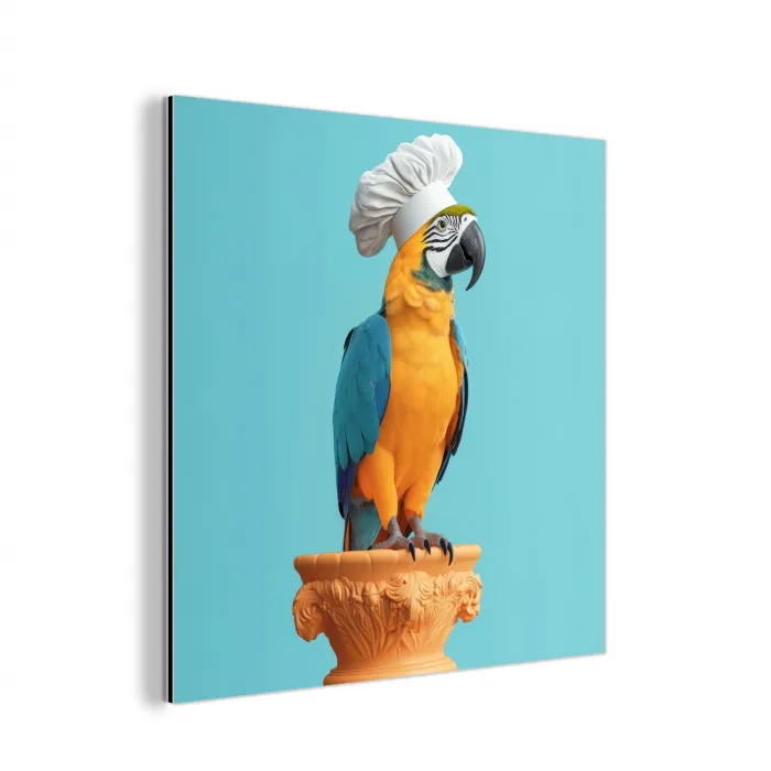 Papegaai - Koksmuts - Grappig - Vogel aluminium wit klein -3d