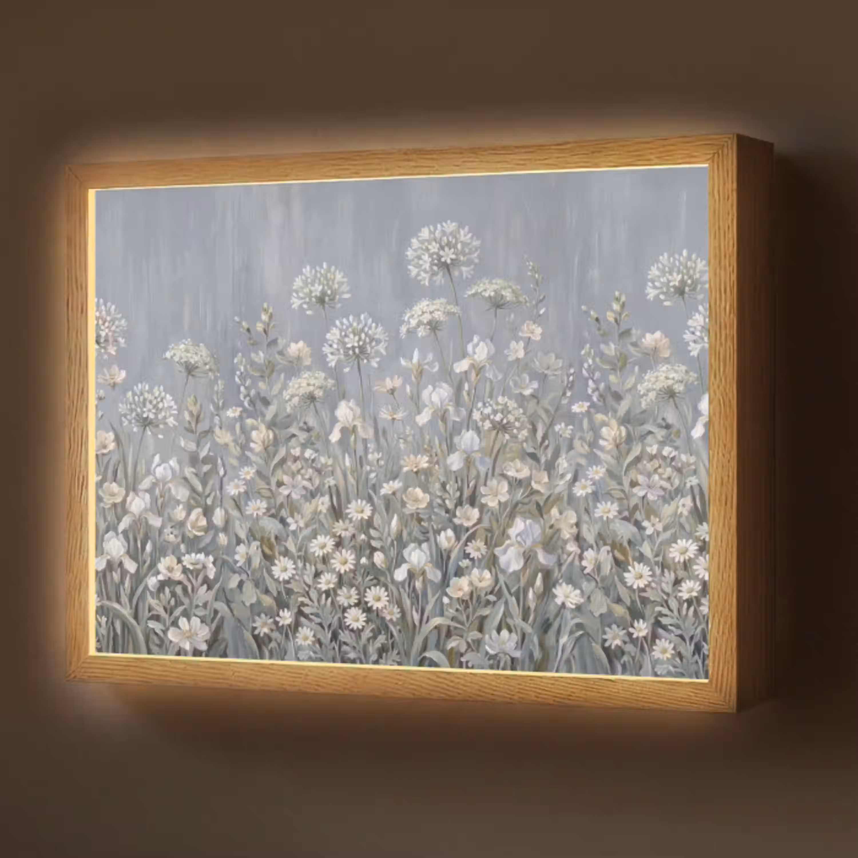 Bloemen - Botanisch - Blauw Light Box met batterij (Wandlamp) middel -z3d_website