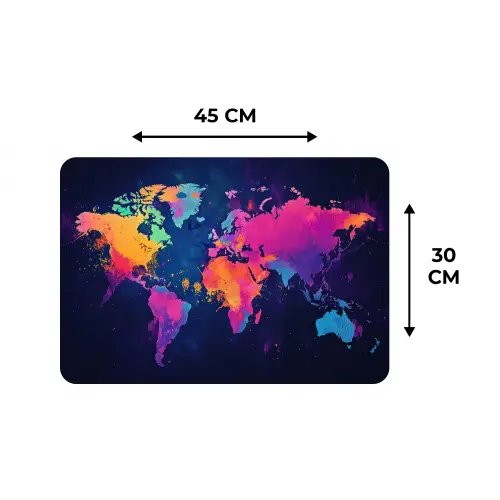 Wereldkaart - Kleurrijk - Graffiti Placemat vinyl groot -specs