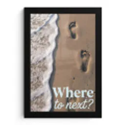 Where to next - Strand - Voetstappen fotolijst zwart zonder passe partout klein -3d