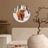 Schotse Hooglander - Sneeuw - Winter - Natuur - Dieren Wandcirkel kunststof plaat 5mm dik klein -sfeer1