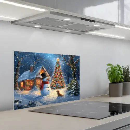 Kerstwonder - Winteravond - Kleurrijk keuken achterwand spatscherm klein -3d_schuin