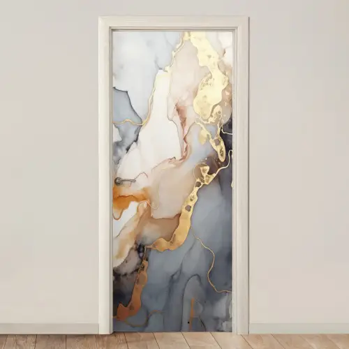 Marmer - Zwart - Goud - Wit deurposter klein -3d_beige