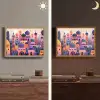 Kleurrijke stad - Zon - Islamitisch Light Box met batterij (Wandlamp) middel -sfeer3