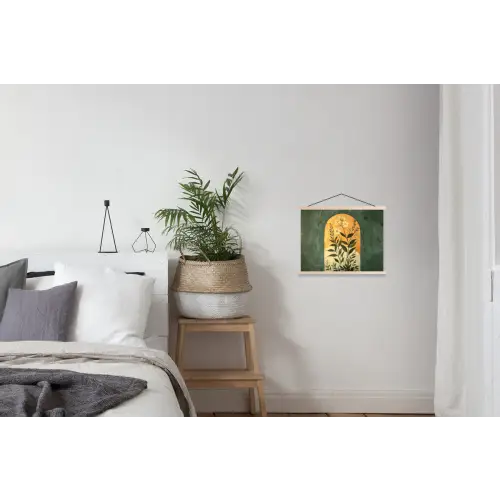 Plant - Bloemen - Wit textielposter latten blank klein -woonkamer
