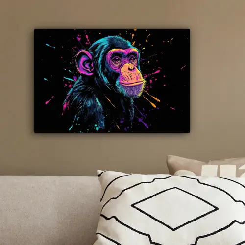 Aap - Verf - Neon - Kleur canvas 2cm klein -sfeer3