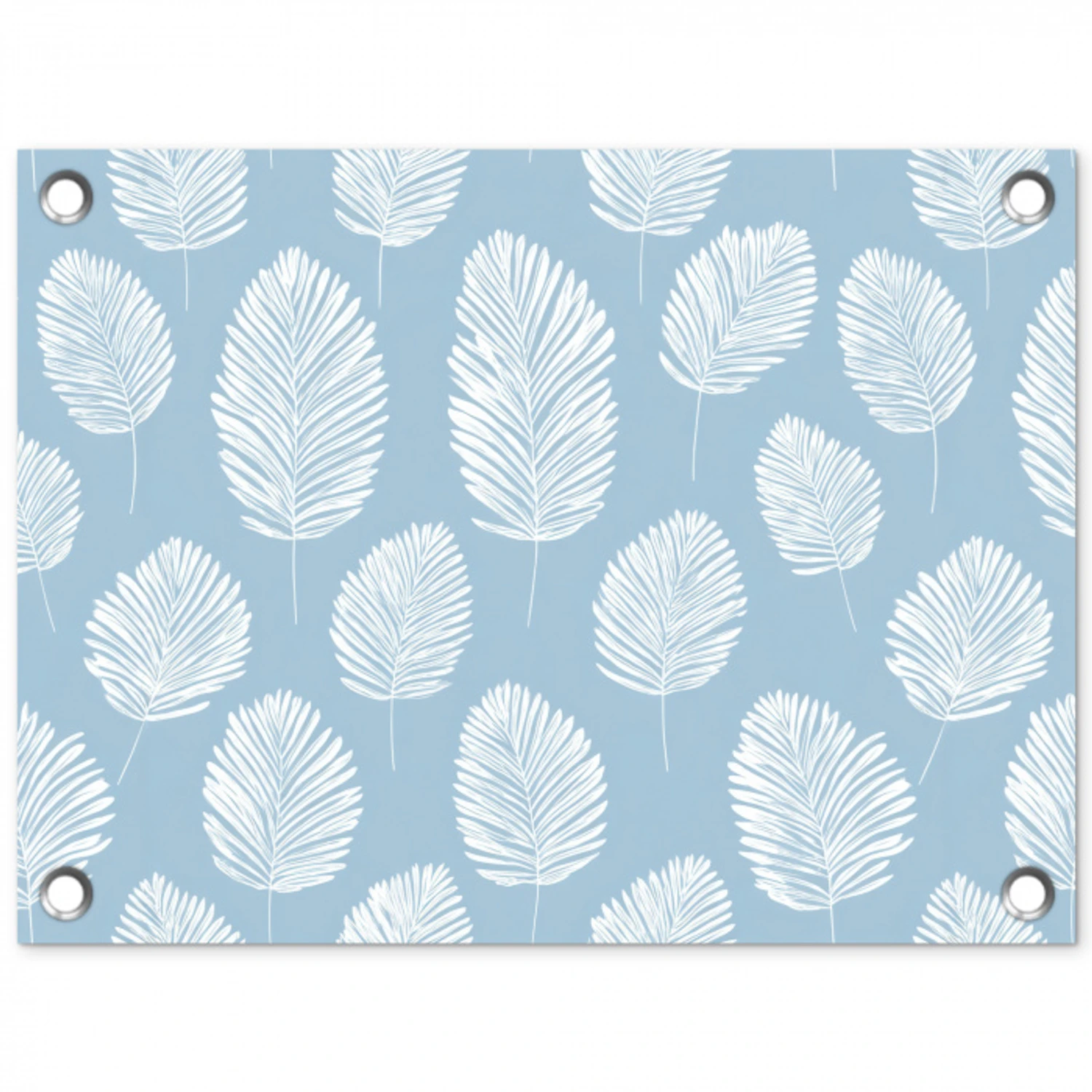 Palmbladeren - Naadloos - Patroon - Pastelblauw tuinposter los doek klein 239 -3d