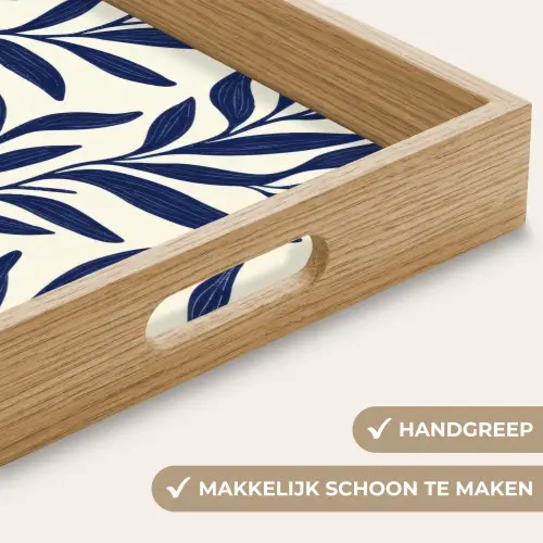 Bladeren - Klimop - Donkerblauw Dienblad Rechthoek middel -USP_HandgreepNL