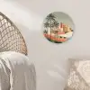 Nachtlandschap - Kamelen - Sterren - zandduinden Wandcirkel kunststof plaat 5mm dik klein -sfeer5