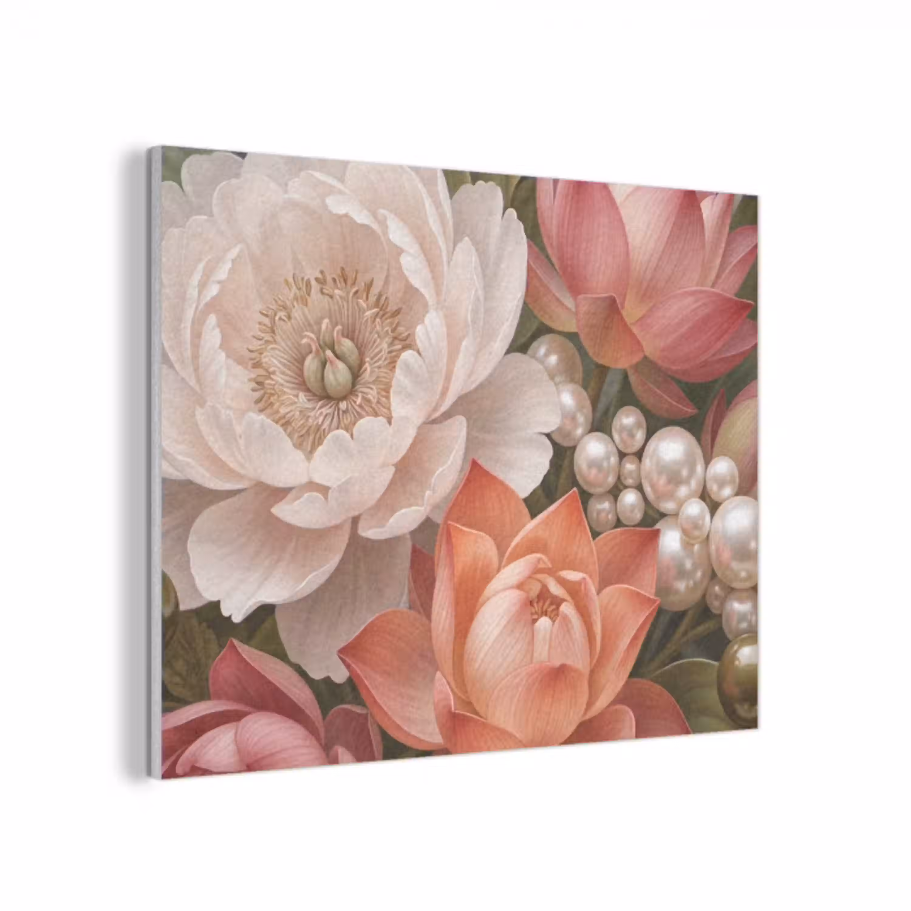 Bloemen - Parels - Elegant - Roze - Wit PET vilt klein -3d