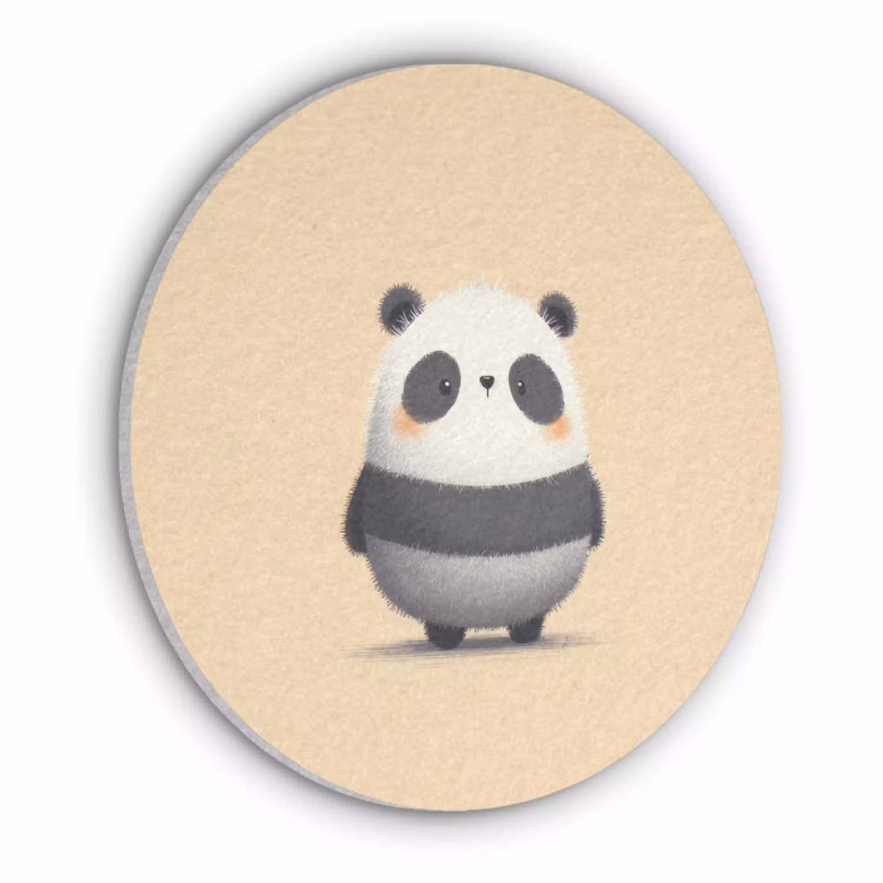 Panda - Beige - Minimalistisch Akoestische PET Vilt - Rond klein -3d