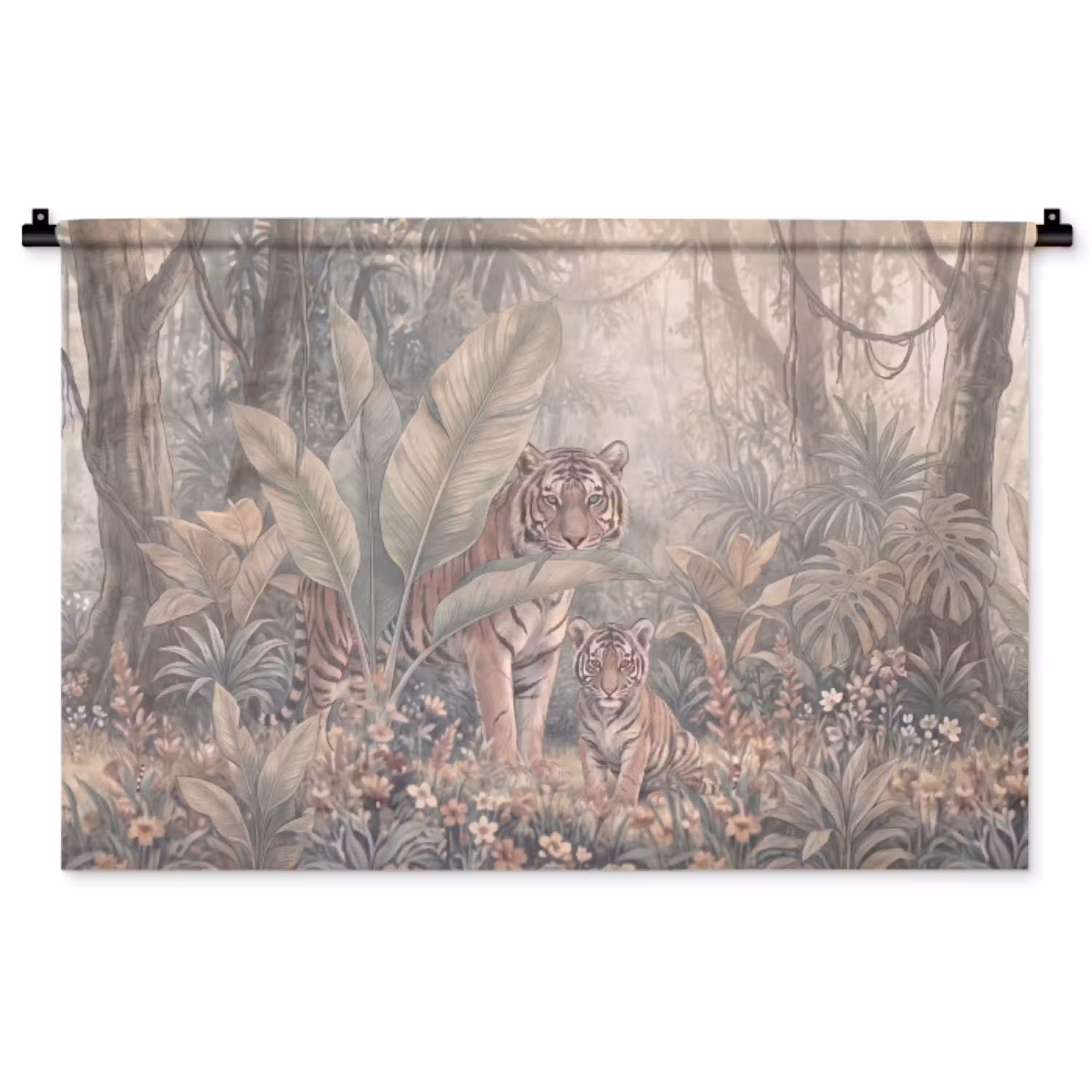 Tijger - Welp - Jungle - Illustratie - Dieren Wandkleed katoen middel -zz3d