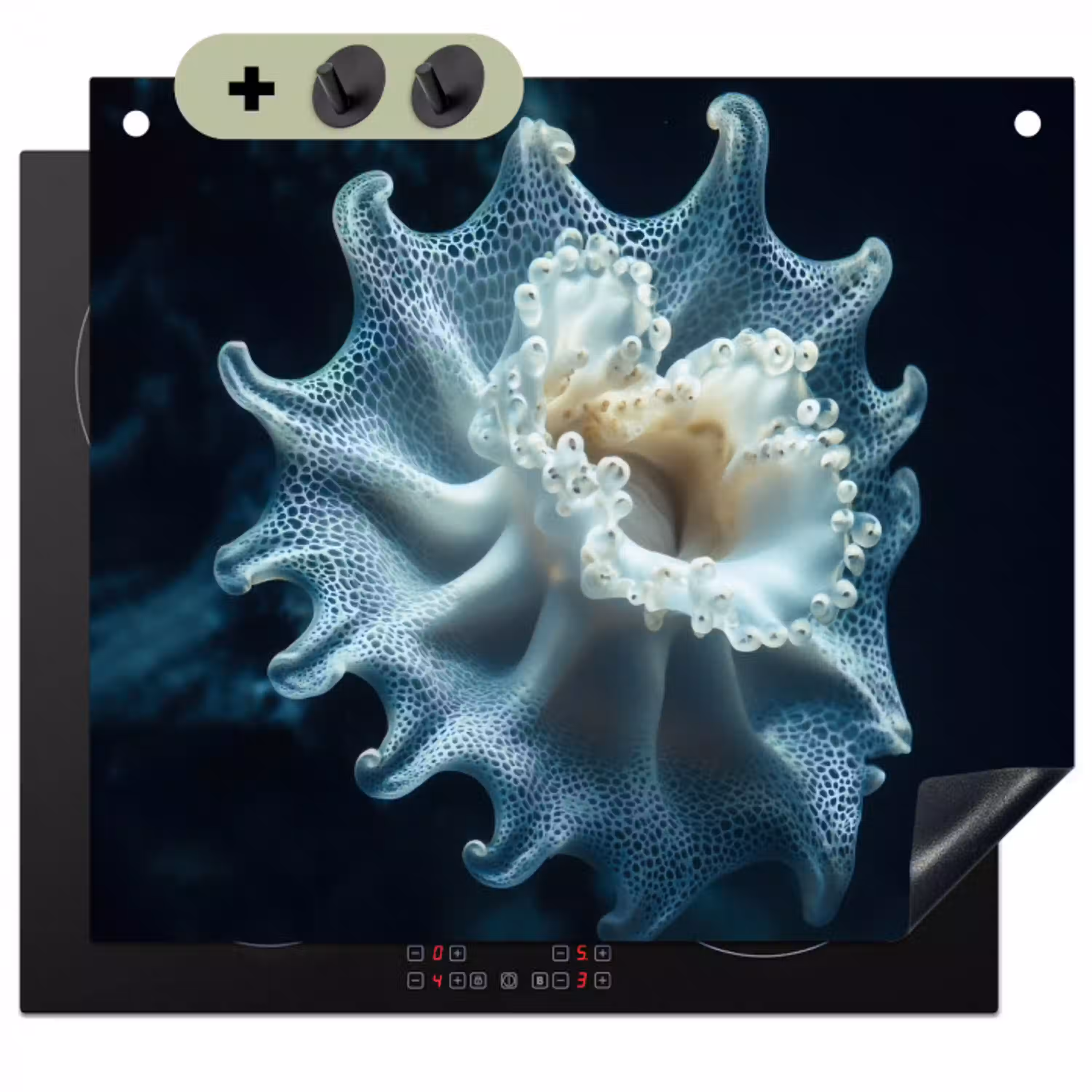 Zeewezen - Wit - Golven - Water Inductie beschemer met haakjes klein -3d