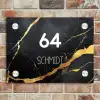 Goud zwart marmer - Modern Naambord Rechthoek middel -sfeer3