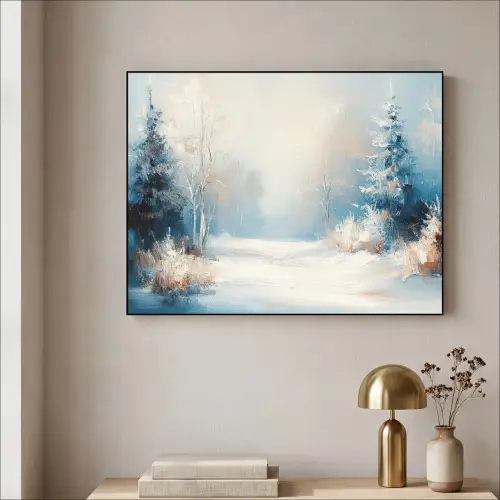 Bos - Winter - Natuur - Abstract - Sneeuw Textielframe - compleet frame klein -sfeer2