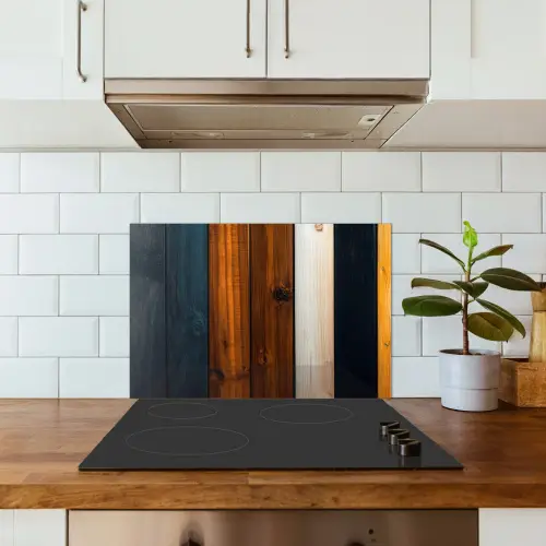 Hout - Planken - Donker - Warm keuken achterwand spatscherm klein -sfeer2