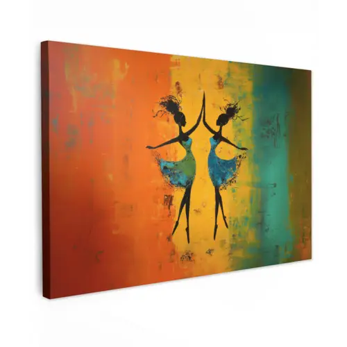 Dansen - Vrouwen - Verfstructuur Tuinposter op houten frame 2 cm dik klein -3d