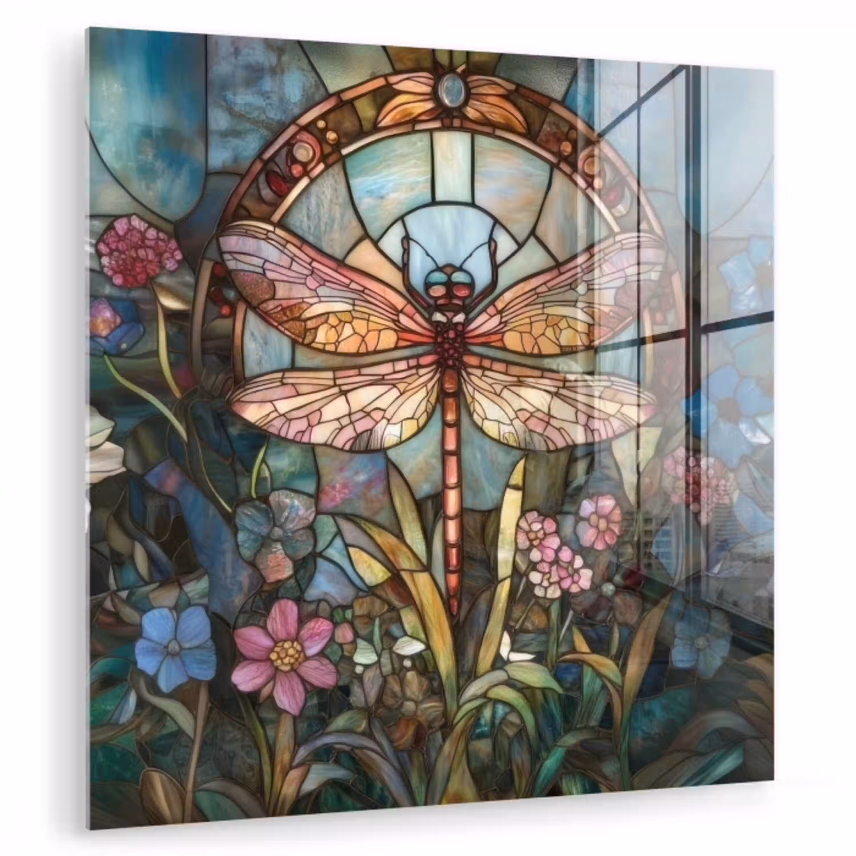 Libelle - Mozaïek - Bloemen - Kleurrijk plexiglas 5mm klein -zzzproduct_nieuw