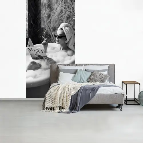 Relaxt - Bad - Zwart - Wit fotobehang vinyl groot -slaapkamer