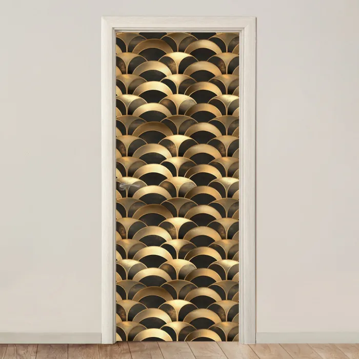 Schubben - Structuur - Goud deurposter klein 289 -3d_beige