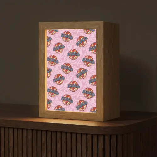 Disco - Bal - Patroon - Roze Light Box met kabel (Tafellamp) klein 925 -z3d_website