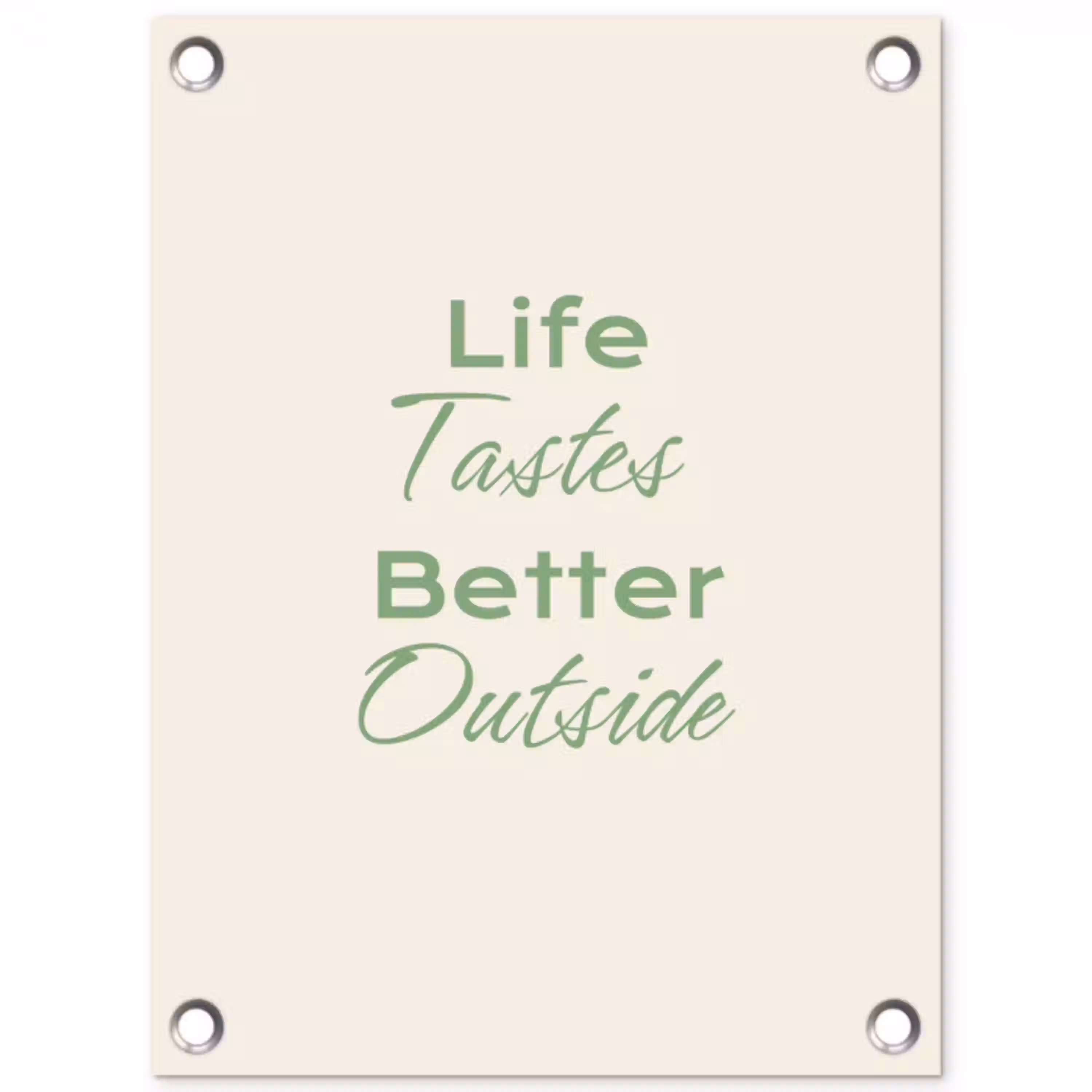 Tekst - Sierlijk - Letters - Groen tuinposter los doek klein -3d