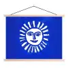 Zon - Gezicht - Penseelstructuur - Blauw textielposter latten blank klein -3d